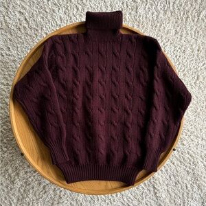 Men’s Polo Ralph Lauren Maroon Cable Knit Wool Sweater -M